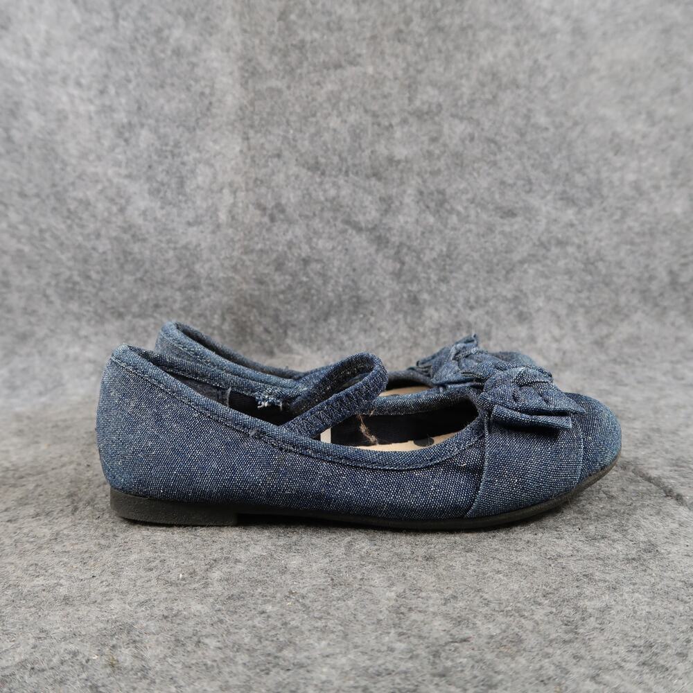 Childrens Place Shoes Kids Toddler 9 Ballet Flats Mary Jane Strap Bow Denim Blue